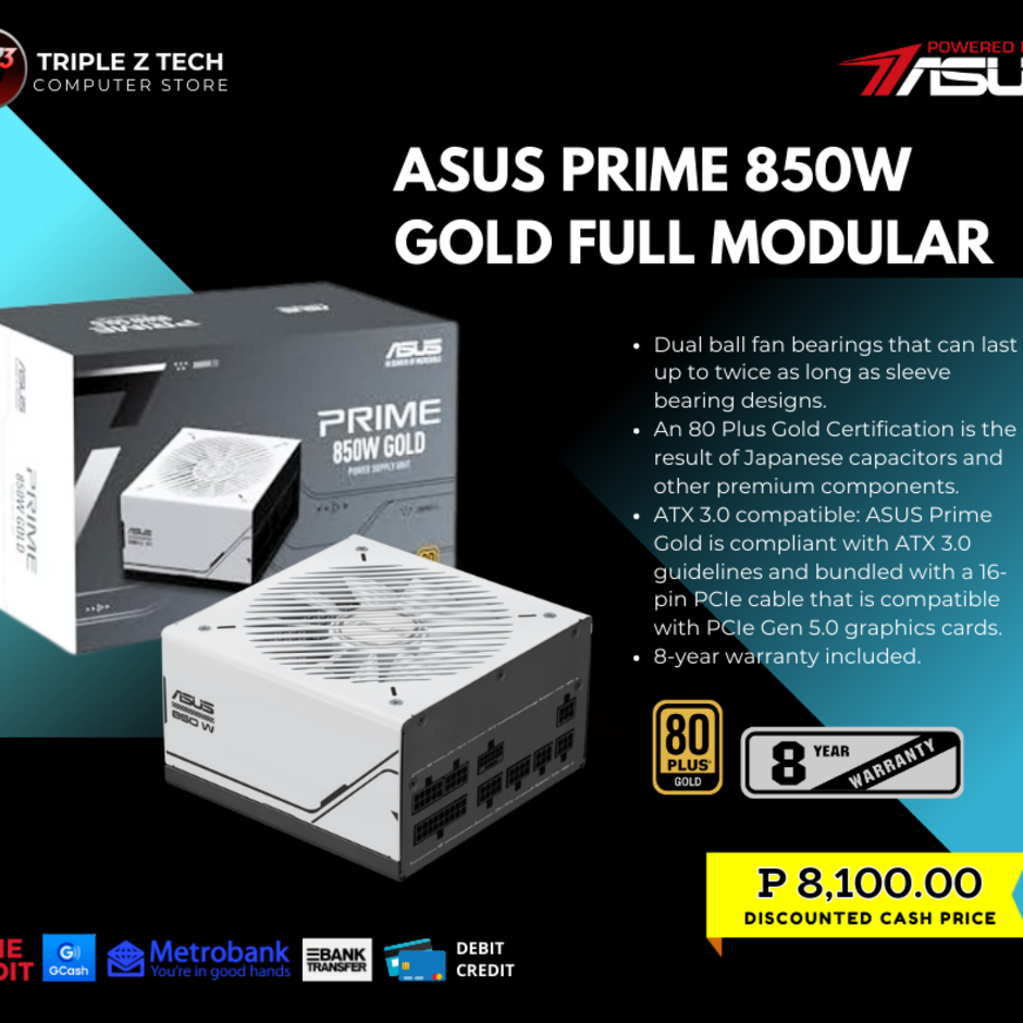 ASUS PRIME 850W GOLD 80+ GOLD FULLY MODULAR WHITE